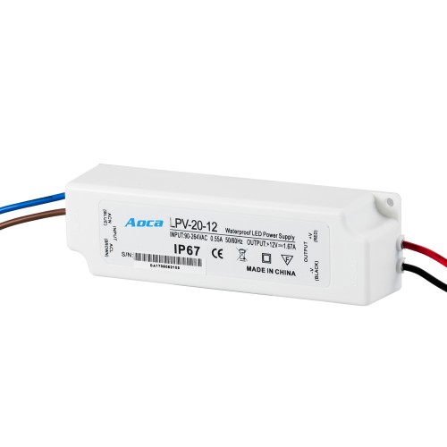 IP67 20w AC 110v/220v to DC 12v 24v plastic LED power supply